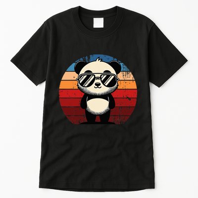 Retro Panda In Sunglasses Bbq Pool Party Funny Panda Tall T-Shirt