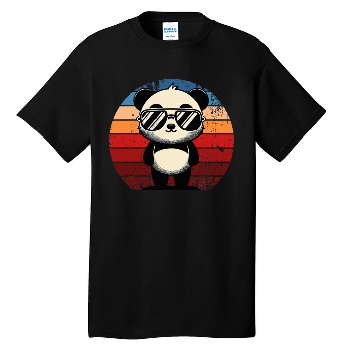 Retro Panda In Sunglasses Bbq Pool Party Funny Panda Tall T-Shirt