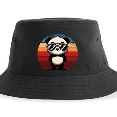 Retro Panda In Sunglasses Bbq Pool Party Funny Panda Sustainable Bucket Hat