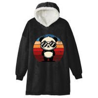Retro Panda In Sunglasses Bbq Pool Party Funny Panda Hooded Wearable Blanket