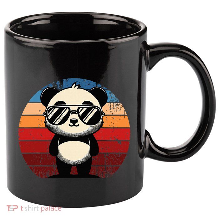 Retro Panda In Sunglasses Bbq Pool Party Funny Panda 11oz C Handle Ceramic Mug