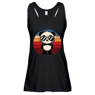 Retro Panda In Sunglasses Bbq Pool Party Funny Panda Ladies Essential Flowy Tank