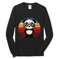 Retro Panda In Sunglasses Bbq Pool Party Funny Panda Tall Long Sleeve T-Shirt