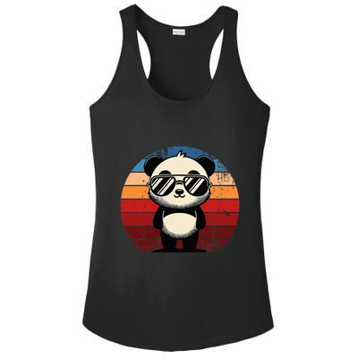 Retro Panda In Sunglasses Bbq Pool Party Funny Panda Ladies PosiCharge Competitor Racerback Tank