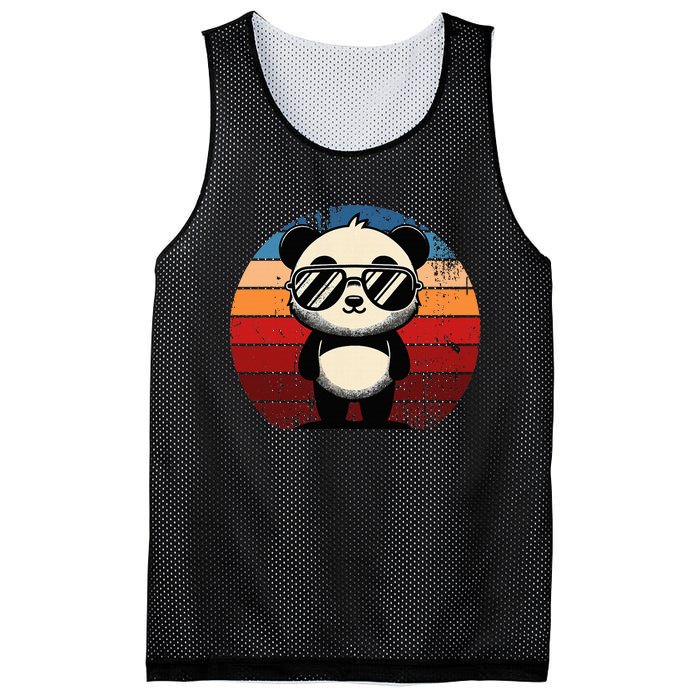 Retro Panda In Sunglasses Bbq Pool Party Funny Panda Mesh Reversible Basketball Jersey Tank