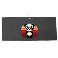 Retro Panda In Sunglasses Bbq Pool Party Funny Panda Large Microfiber Waffle Golf Towel