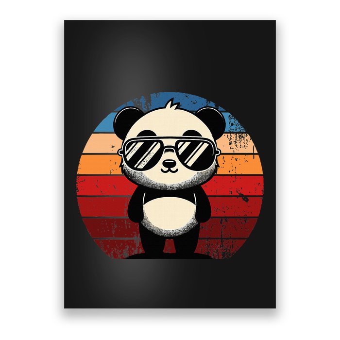 Retro Panda In Sunglasses Bbq Pool Party Funny Panda Poster