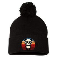 Retro Panda In Sunglasses Bbq Pool Party Funny Panda Pom Pom 12in Knit Beanie