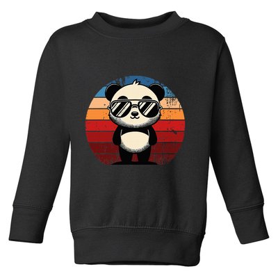 Retro Panda In Sunglasses Bbq Pool Party Funny Panda Toddler Sweatshirt