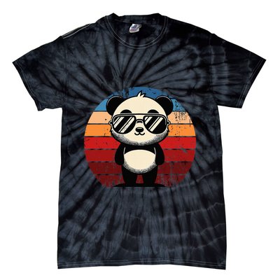 Retro Panda In Sunglasses Bbq Pool Party Funny Panda Tie-Dye T-Shirt