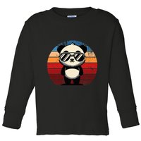 Retro Panda In Sunglasses Bbq Pool Party Funny Panda Toddler Long Sleeve Shirt