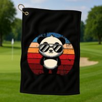 Retro Panda In Sunglasses Bbq Pool Party Funny Panda Golf Towel