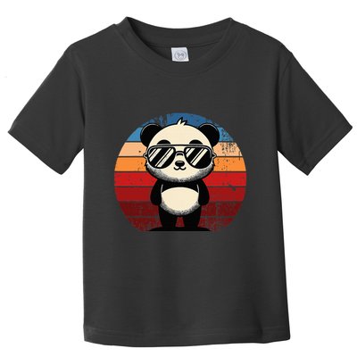 Retro Panda In Sunglasses Bbq Pool Party Funny Panda Toddler T-Shirt