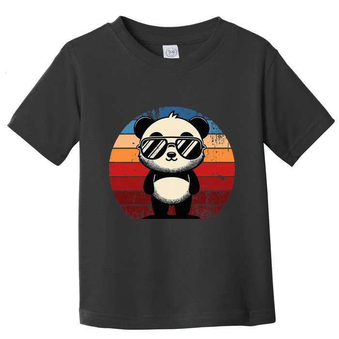 Retro Panda In Sunglasses Bbq Pool Party Funny Panda Toddler T-Shirt