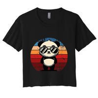 Retro Panda In Sunglasses Bbq Pool Party Funny Panda Crop Top