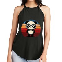 Retro Panda In Sunglasses Bbq Pool Party Funny Panda Women's Perfect Tri Rocker Tank