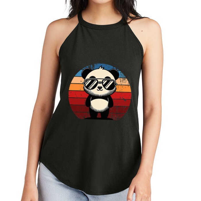 Retro Panda In Sunglasses Bbq Pool Party Funny Panda Women's Perfect Tri Rocker Tank
