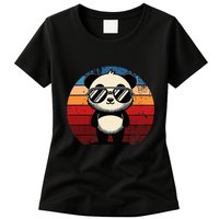Retro Panda In Sunglasses Bbq Pool Party Funny Panda Womens T-Shirt