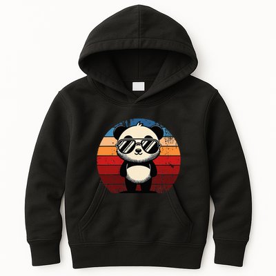 Retro Panda In Sunglasses Bbq Pool Party Funny Panda Kids Hoodie