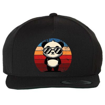 Retro Panda In Sunglasses Bbq Pool Party Funny Panda Wool Snapback Cap