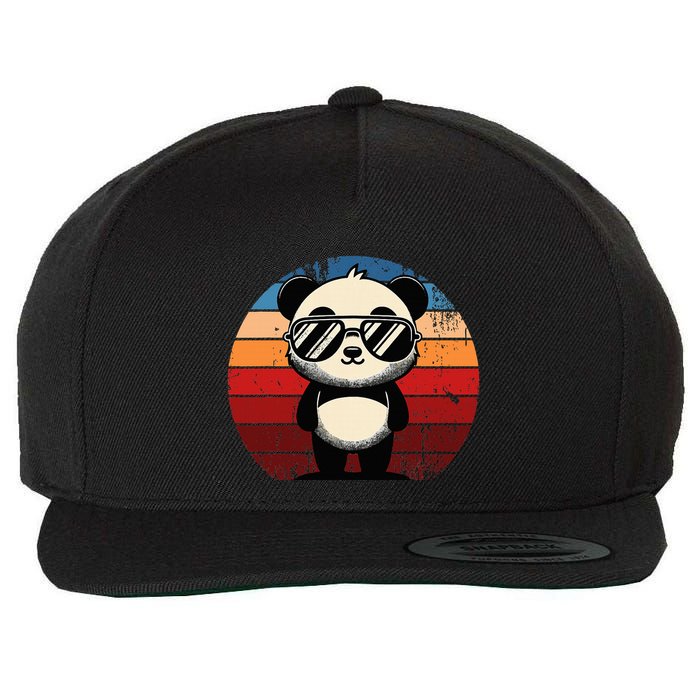 Retro Panda In Sunglasses Bbq Pool Party Funny Panda Wool Snapback Cap