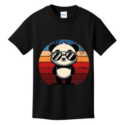 Retro Panda In Sunglasses Bbq Pool Party Funny Panda Kids T-Shirt