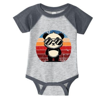 Retro Panda In Sunglasses Bbq Pool Party Funny Panda Infant Baby Jersey Bodysuit