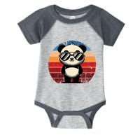 Retro Panda In Sunglasses Bbq Pool Party Funny Panda Infant Baby Jersey Bodysuit