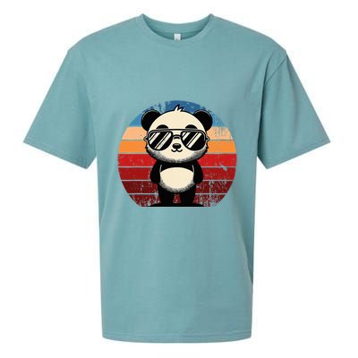 Retro Panda In Sunglasses Bbq Pool Party Funny Panda Sueded Cloud Jersey T-Shirt