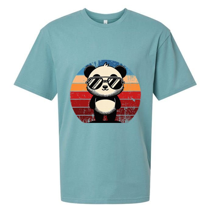 Retro Panda In Sunglasses Bbq Pool Party Funny Panda Sueded Cloud Jersey T-Shirt