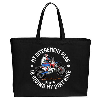 Retirement Plan I'm Riding My Dirt Bike MX Funny Motocross Cotton Canvas Jumbo Tote