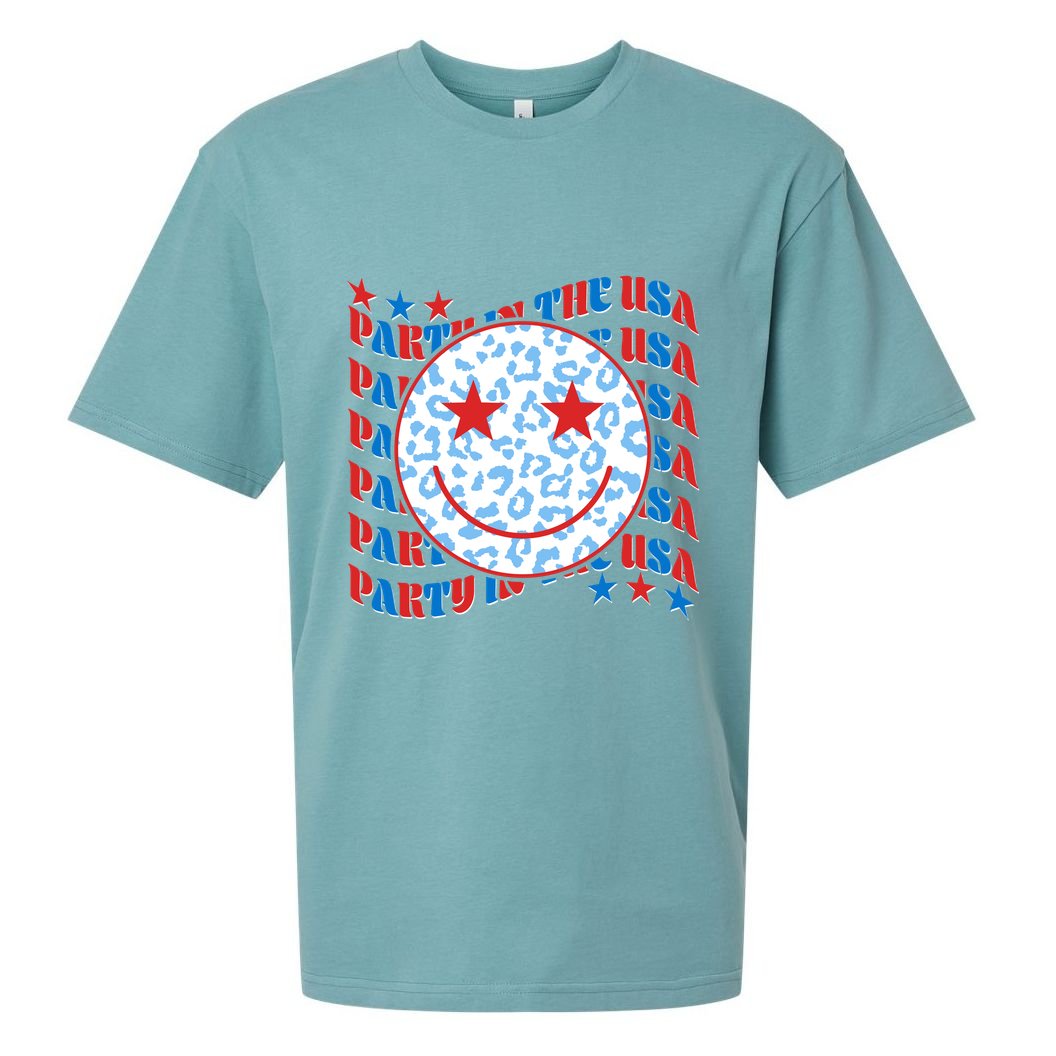 Retro Party In The USA Emoji Smiley Sueded Cloud Jersey T-Shirt