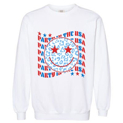 Retro Party In The USA Emoji Smiley Garment-Dyed Sweatshirt