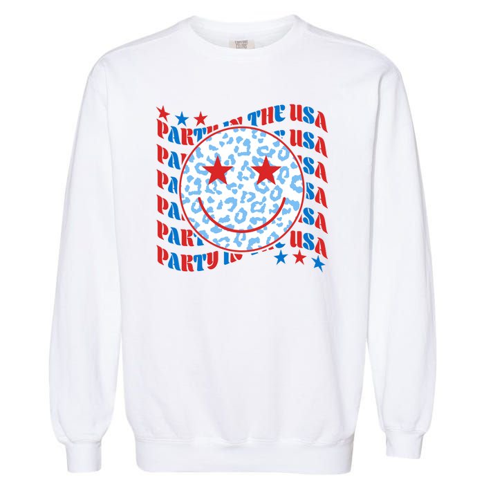 Retro Party In The USA Emoji Smiley Garment-Dyed Sweatshirt