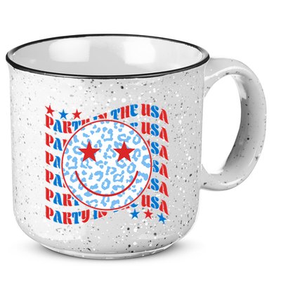 Retro Party In The USA Emoji Smiley 15oz Campfire Ceramic Mug