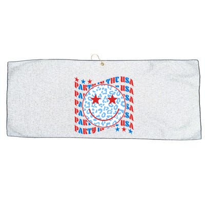 Retro Party In The USA Emoji Smiley Large Microfiber Waffle Golf Towel