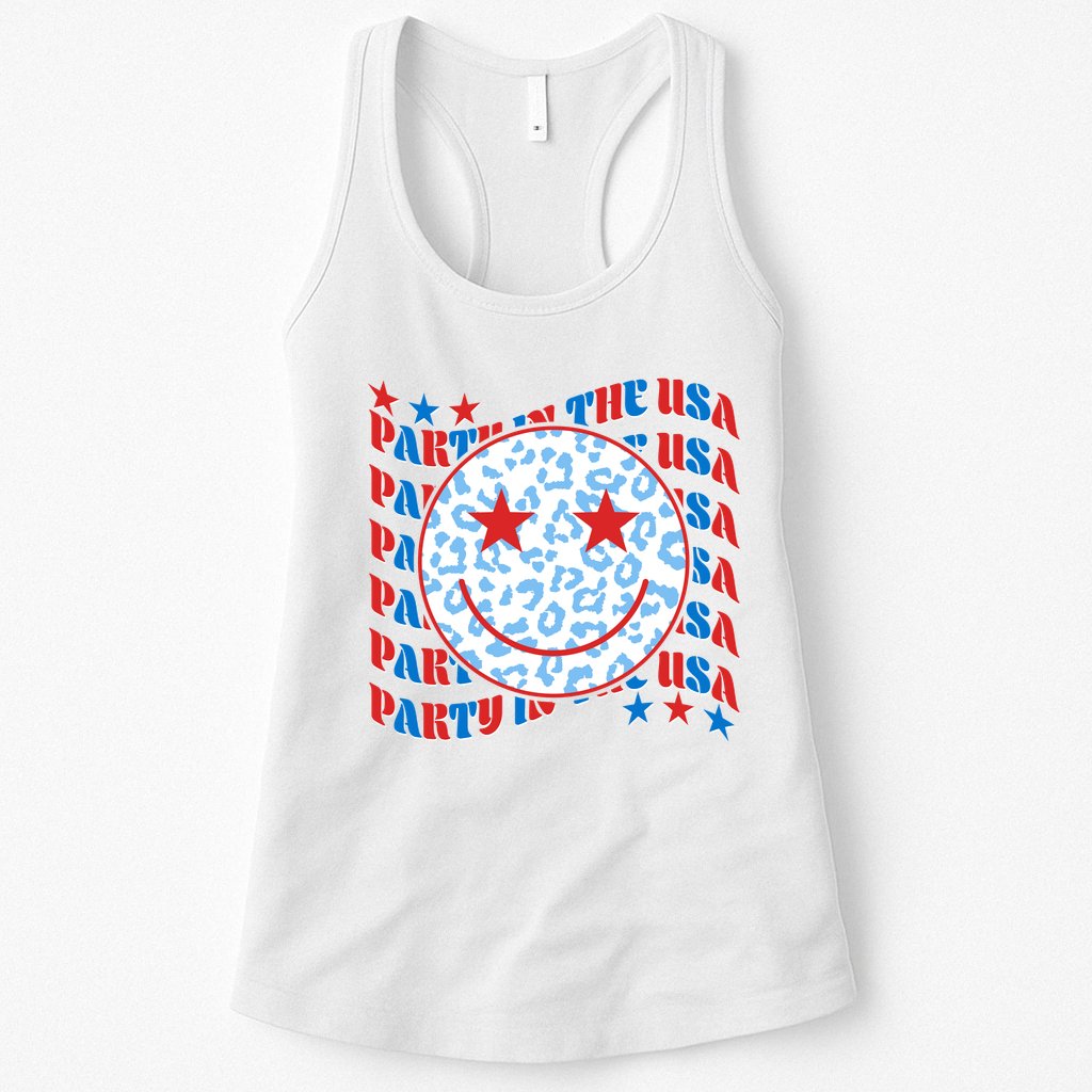 Retro Party In The USA Emoji Smiley Womens Tank Top