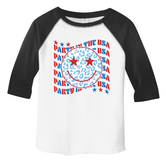 Retro Party In The USA Emoji Smiley Toddler Fine Jersey T-Shirt