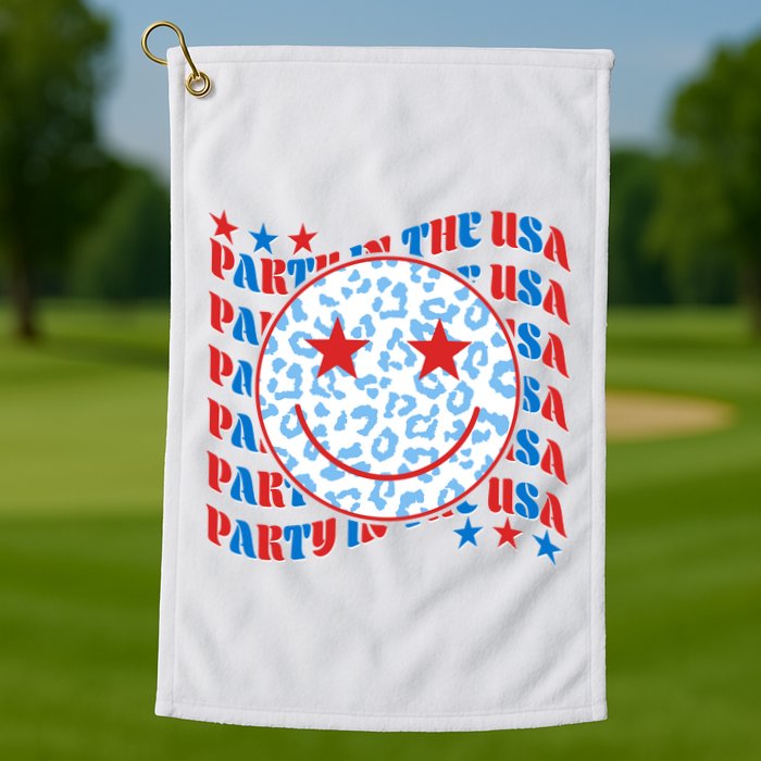 Retro Party In The USA Emoji Smiley Golf Towel