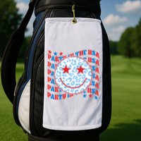 Retro Party In The USA Emoji Smiley Golf Towel