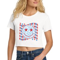 Retro Party In The USA Emoji Smiley Women's Crop Top Tee