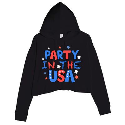 Retro Party In The Usa 4th Of July Clothing Cool Gift Crop Fleece Hoodie