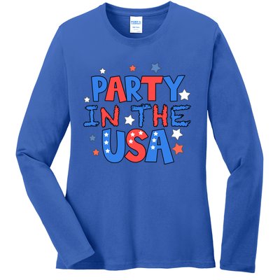 Retro Party In The Usa 4th Of July Clothing Cool Gift Ladies Long Sleeve Shirt