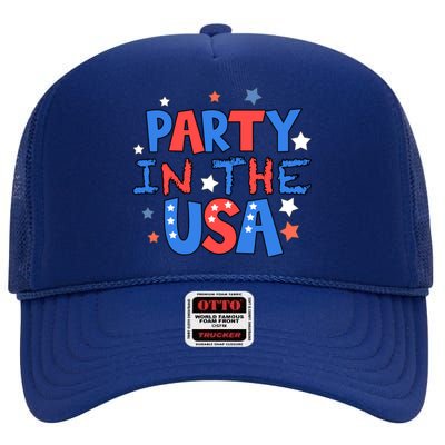 Retro Party In The Usa 4th Of July Clothing Cool Gift High Crown Mesh Back Trucker Hat