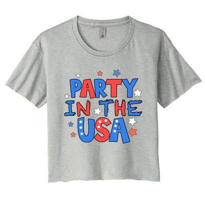 Retro Party In The Usa 4th Of July Clothing Cool Gift Women's Crop Top Tee