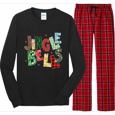 Red Plaid Jingle Bells Christmas Matching Family Pajama Long Sleeve Pajama Set