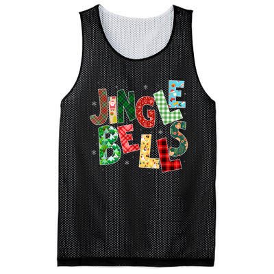 Red Plaid Jingle Bells Christmas Matching Family Pajama Mesh Reversible Basketball Jersey Tank