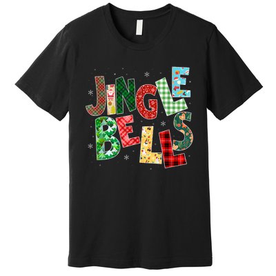 Red Plaid Jingle Bells Christmas Matching Family Pajama Premium T-Shirt