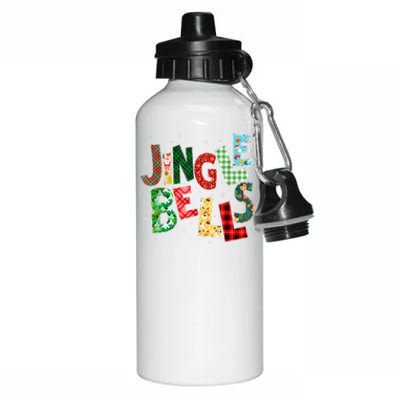 Red Plaid Jingle Bells Christmas Matching Family Pajama Aluminum Water Bottle