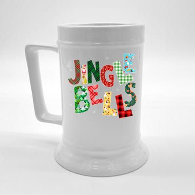 Red Plaid Jingle Bells Christmas Matching Family Pajama Beer Stein